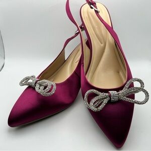 Easy Spirit Satin Slingback Heels with Bow Accent
